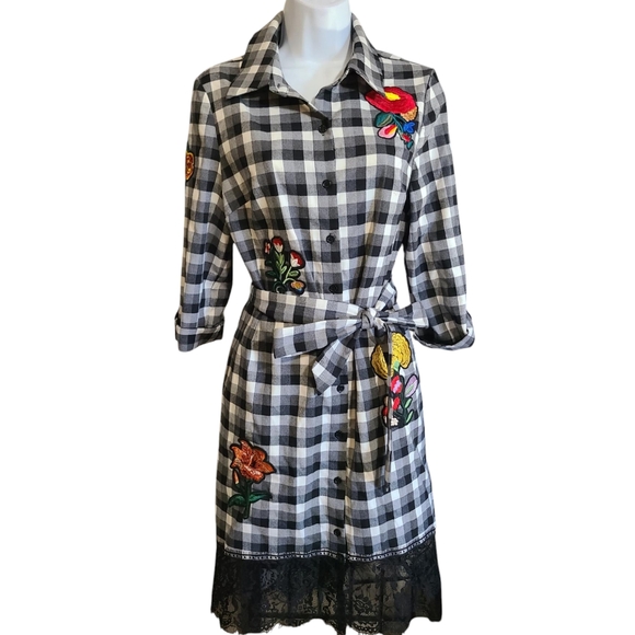 NICOLE MILLER checked flower dress 4 - Picture 2 of 9